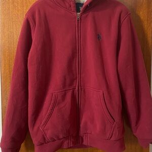 U.S. Polo Red Fleece-Lined Hoodie